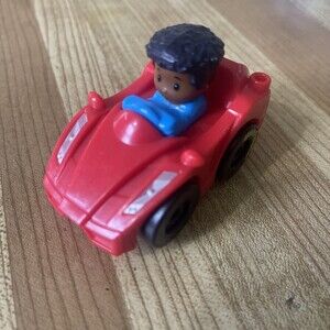 Fisher-Price Little People Red Sports Car Wheelies Vehicle Male Driver Auto